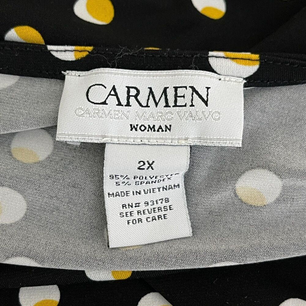Carmen Marc Valvo Polka Dot Y2K Bell Sleeve Blouse Women's Size 2X - Picture 4 of 8